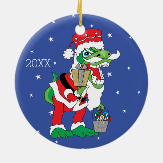 Weihnachten TySantasaurus Rex Ornament personalisi (Hinten)