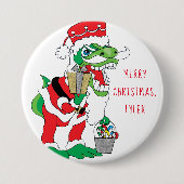 Weihnachten - TySantaSaurus-Runde Button (Vorderseite)