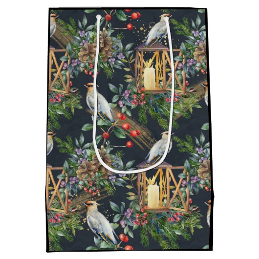 Weihnachten über den Bird and Lantern Mittlere Geschenktüte (Rückseite)