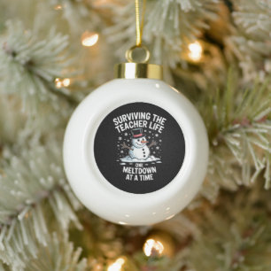 Weihnachten überlebender Lehrer Leben Zusammenbruc Keramik Kugel-Ornament