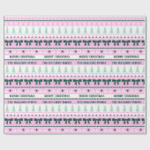 Weihnachten Ugg Sweater Familie Name Pink & Green Geschenkpapier (Flach)