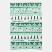 Weihnachten Ugg Sweater Familie Name Rosa & Rot Geschirrtuch (Vertikal)