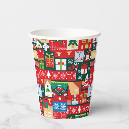 Weihnachten Ugly Sweater 1 Pappbecher (Rückseite)