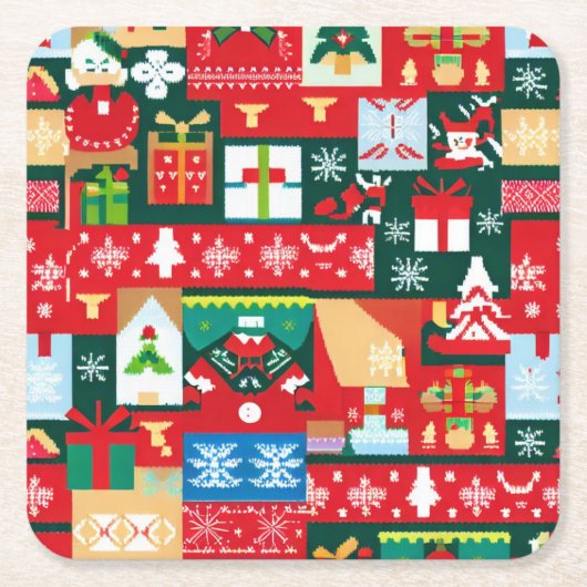 Weihnachten Ugly Sweater 1 Rechteckiger Pappuntersetzer (Vorderseite)