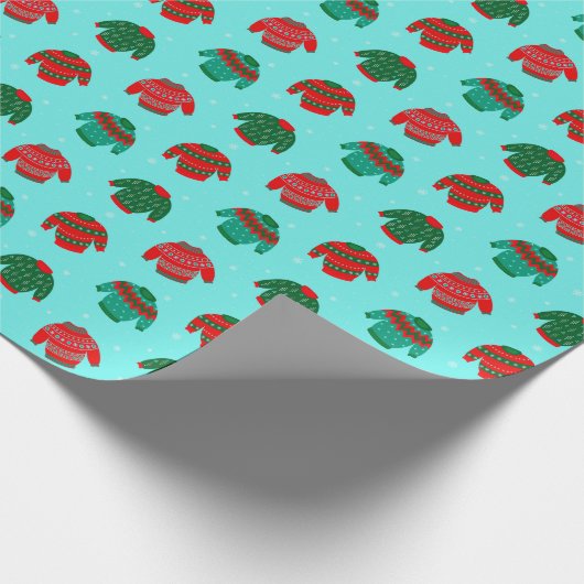 Weihnachten Ugly Sweater Muster Geschenk Geschenkpapier (Ecke)