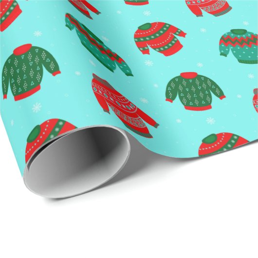 Weihnachten Ugly Sweater Muster Geschenk Geschenkpapier (Rolleneckpunkt)