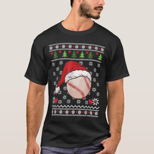 Weihnachten Ugly Sweater Style Baseball Xmas Merry T-Shirt (Vorderseite)