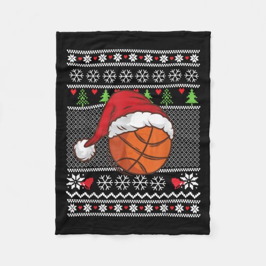 Weihnachten Ugly Sweater Style Basketball Xmas fro Fleecedecke (Vorderseite)