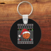 Weihnachten Ugly Sweater Style Basketball Xmas fro Schlüsselanhänger (Vorderseite)