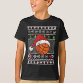 Weihnachten Ugly Sweater Style Basketball Xmas fro T-Shirt (Vorderseite)