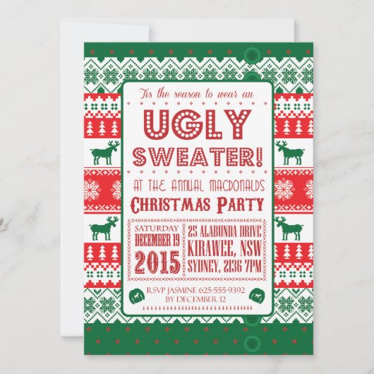 Weihnachten - Ugly Sweater - Tacky - Einladung (Vorderseite)