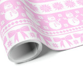 Weihnachten Ugor Sweater Strick Muster Pink & Whit Geschenkpapier (Rolleneckpunkt)