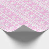 Weihnachten Ugor Sweater Strick Muster Pink & Whit Geschenkpapier (Ecke)