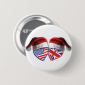 Weihnachten UK USA Patriotic Heats Button (Vorne & Hinten)