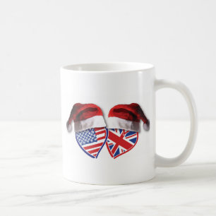Weihnachten UK USA Patriotic Heats Kaffeetasse