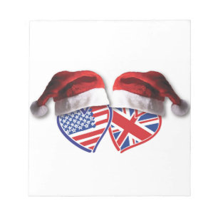 Weihnachten UK USA Patriotic Heats Notizblock