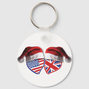 Weihnachten UK USA Patriotic Heats Schlüsselanhänger