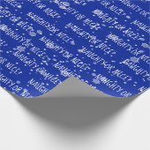 Weihnachten UNARTIG ODER BRAV Text auf Blau Geschenkpapier (Ecke)