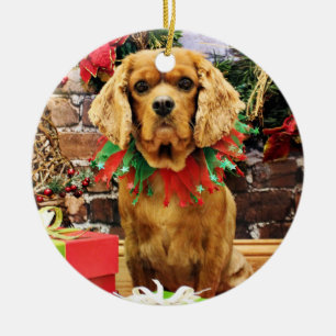 Weihnachten - unbekümmerter Königcharles Spaniel Keramik Ornament