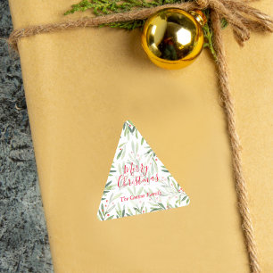 Weihnachten und Berries Dreieckiger Aufkleber