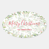 Weihnachten und Berries Ovaler Aufkleber (Vorderseite)