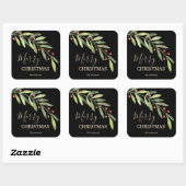 Weihnachten und Berries Quadratischer Aufkleber (Blatt)