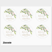 Weihnachten und Berries Runder Aufkleber (Blatt)