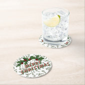 Weihnachten und Berries Runder Pappuntersetzer (Vor Ort)