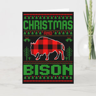 Weihnachten und Bison Xmas Feiertage hässlicher We Karte