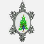 Weihnachten und Chanukka zwischen Schneeflocken Zinn-Ornament (Links)