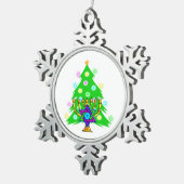 Weihnachten und Chanukka zwischen Schneeflocken Zinn-Ornament (Rechts)