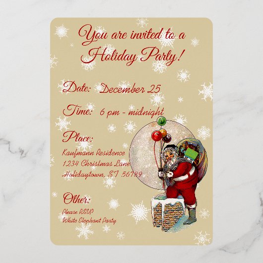 Weihnachten und das schmale Weihnachtsfest Folieneinladung (Rückseite)