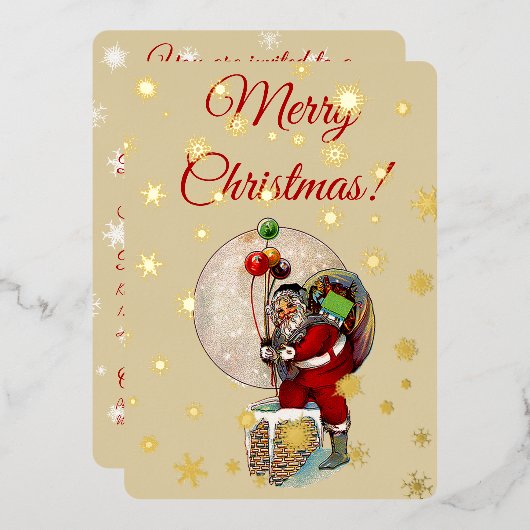 Weihnachten und das schmale Weihnachtsfest Folieneinladung (Vorderseite/Rückseite)