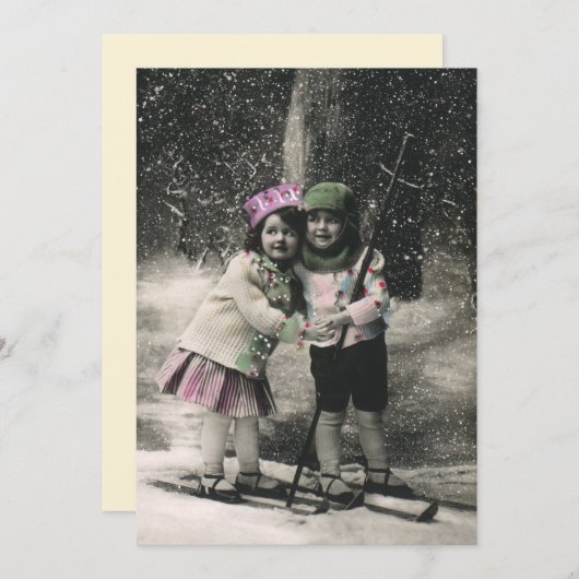 Weihnachten und die besten Freunde des Skis - Einl Einladung (Vorne/Hinten)