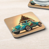 Weihnachten und ein Oldtimer Getränkeuntersetzer (Linke Seite)
