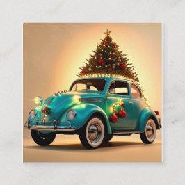 Weihnachten und ein Oldtimer Quadratische Visitenkarte