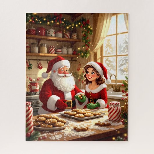 Weihnachten und Frau Claus backen Kekse Puzzle (Vertikal)