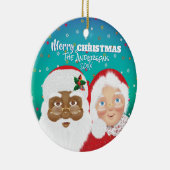 Weihnachten und Frau Claus Biracial Keramik Ornament (Rechts)
