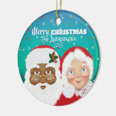 Weihnachten und Frau Claus Biracial Keramik Ornament (Links)