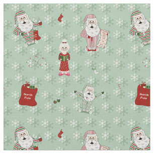 Weihnachten und Frau Claus in Pajama's und Nachtgo Stoff