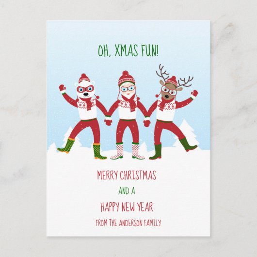 Weihnachten und Freunde mit klassischen Händen Postkarte (Vorderseite)