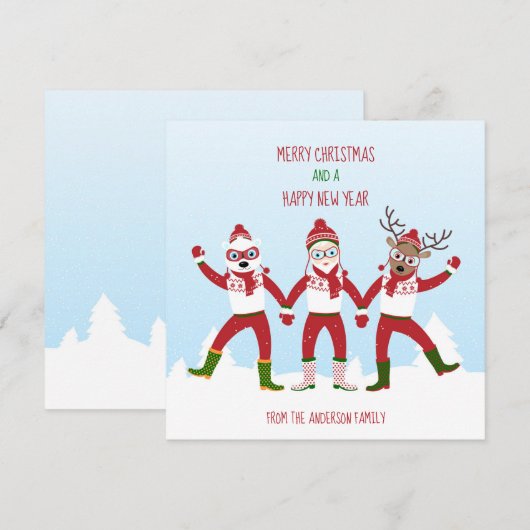 Weihnachten und Freunde Weihnachtskarte (Vorne/Hinten)