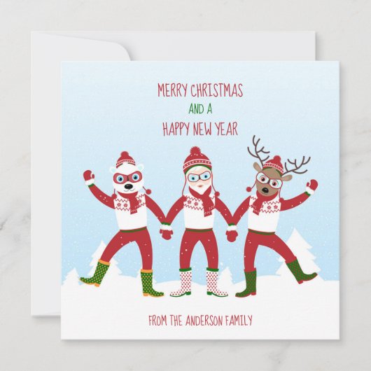 Weihnachten und Freunde Weihnachtskarte (Vorderseite)