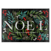 WEIHNACHTEN und Grünpflanzen auf schwarz Schneidebrett (Vorderseite)