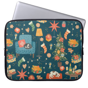 Weihnachten und Happy New Year nahtlos Muster. Swe Laptopschutzhülle