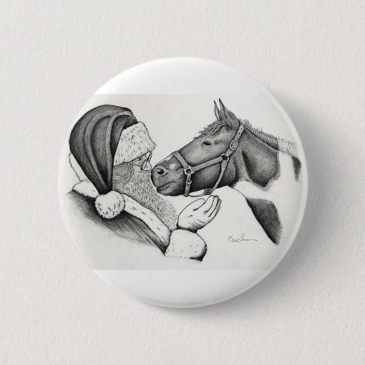 Weihnachten und Heiliges Pferd Button (Vorderseite)