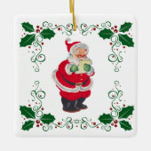 Weihnachten und Holly Weihnachten Keramikornament (Vorderseite)