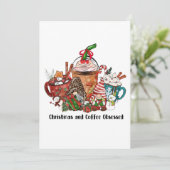 Weihnachten und Kaffee besessen Einladung (Stehend Vorderseite)