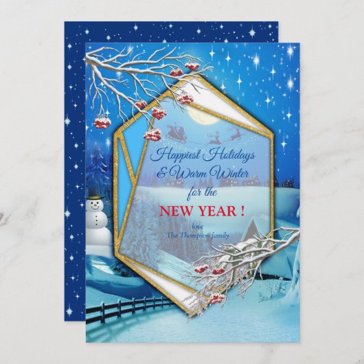 Weihnachten und Neues Jahr 2024 Einladung (Vorne/Hinten)