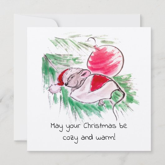 Weihnachten und Neues Jahr schlafend kleine Maus (Vorderseite)